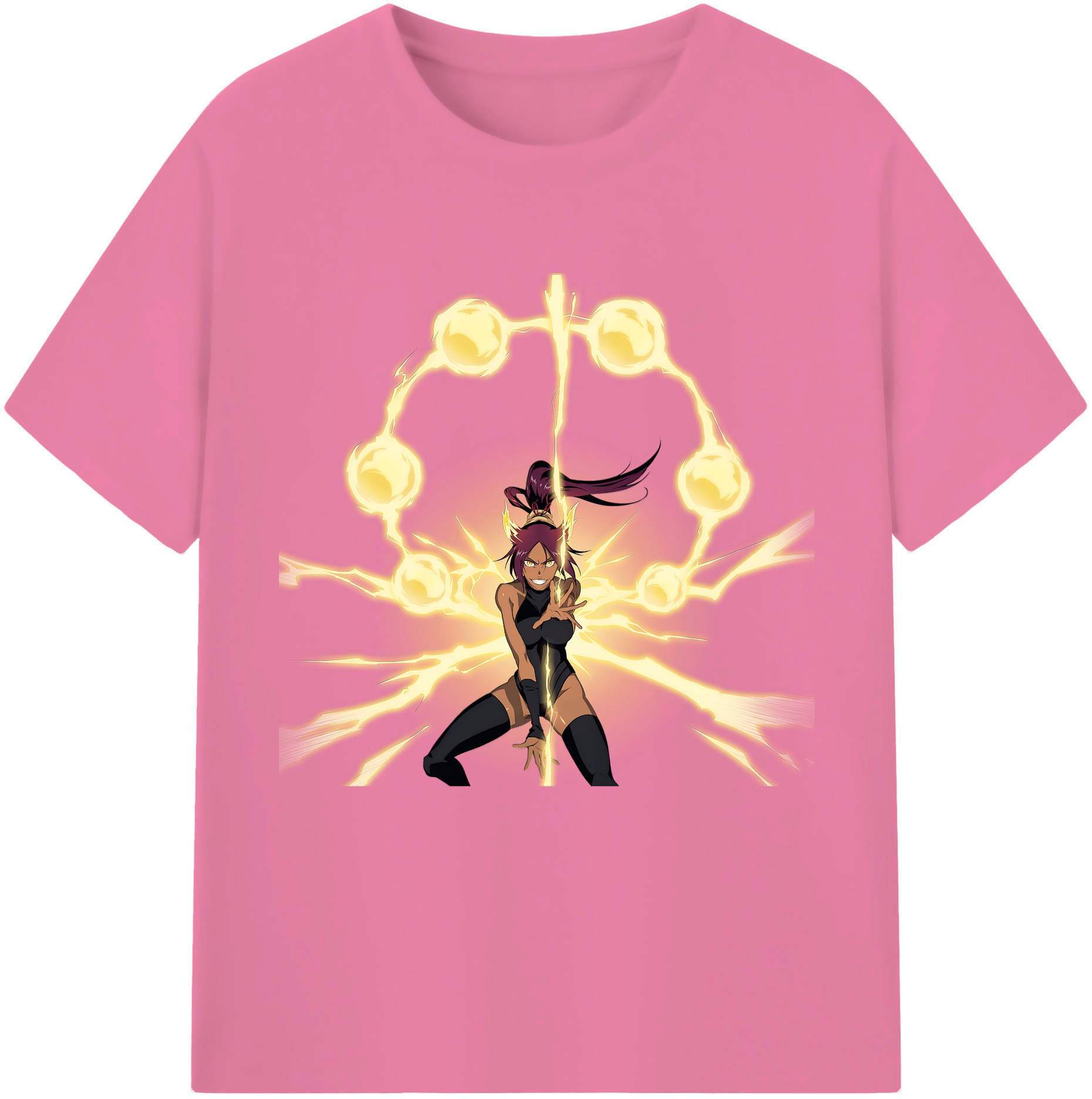 （画像用） ブリーチ 四楓院 夜一（しほういん よるいち） BLEACH Shihouin Yoruichi 綿100％半袖Tシャツ（フロントプリント）